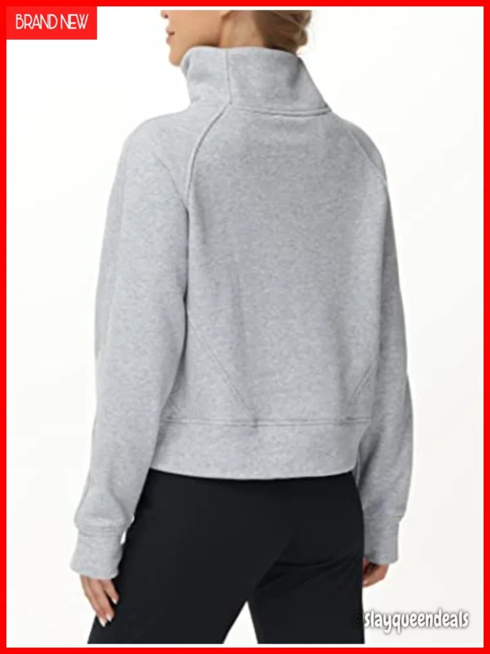 Women's Half Zip Fleece Crop Sweatshirt with Kangaroo Pocket